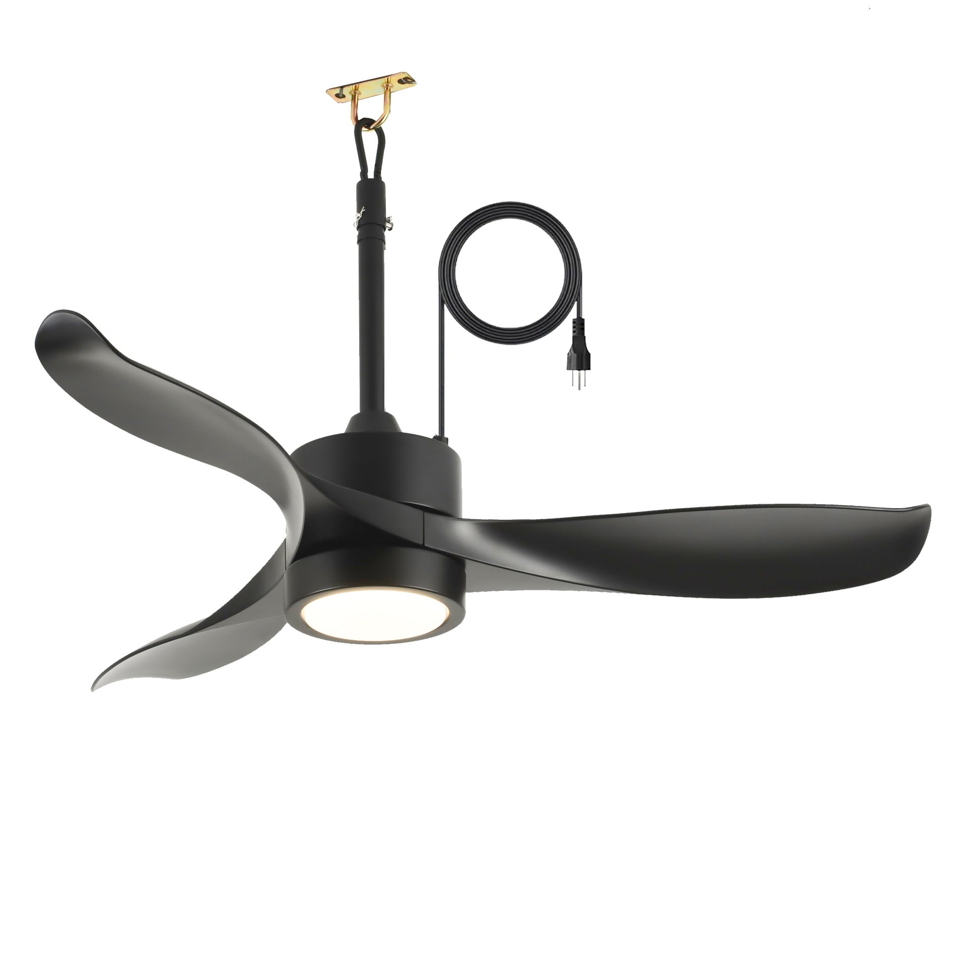 42"  Outdoor Ceiling Fan with LED Light ,Remote Control,Quiet DC Motor 6 Speed Levels,Adjust Height( 3 PCS Rod) Reversible Ceiling Fan, for Outdoor Use .(Matte Black)