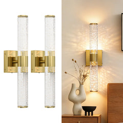 2 PCS LED Bathroom Vanity Lights Bathroom Light Fixtures Over Mirror,3000K Natural Warm Light, Modern Wall Sconce for Bedroom,Living Room,Hallway,Gold