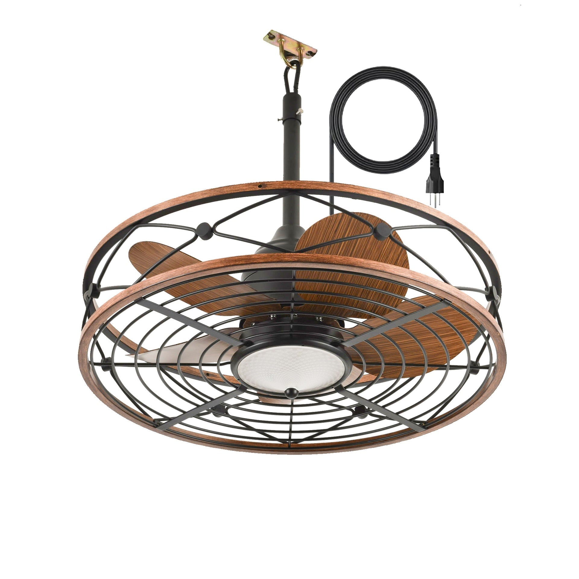 20"  Outdoor Ceiling Fan with Remote Control.With Light,5 PCS ABS Blades,Quiet DC Motor 6 Speed Levels,Adjust Height( 3 PCS Rod) Reversible Ceiling Fan, for Outdoor Use-- INCLUDED BULBS.(Matte Black)