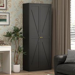 2 Doors Metal Storage Cabinet Kitchen Pantry Cabinet With Adjustable Shelves Tall Steel Cabinet Locker For Kitchen, Living Room, Dining Room And Office