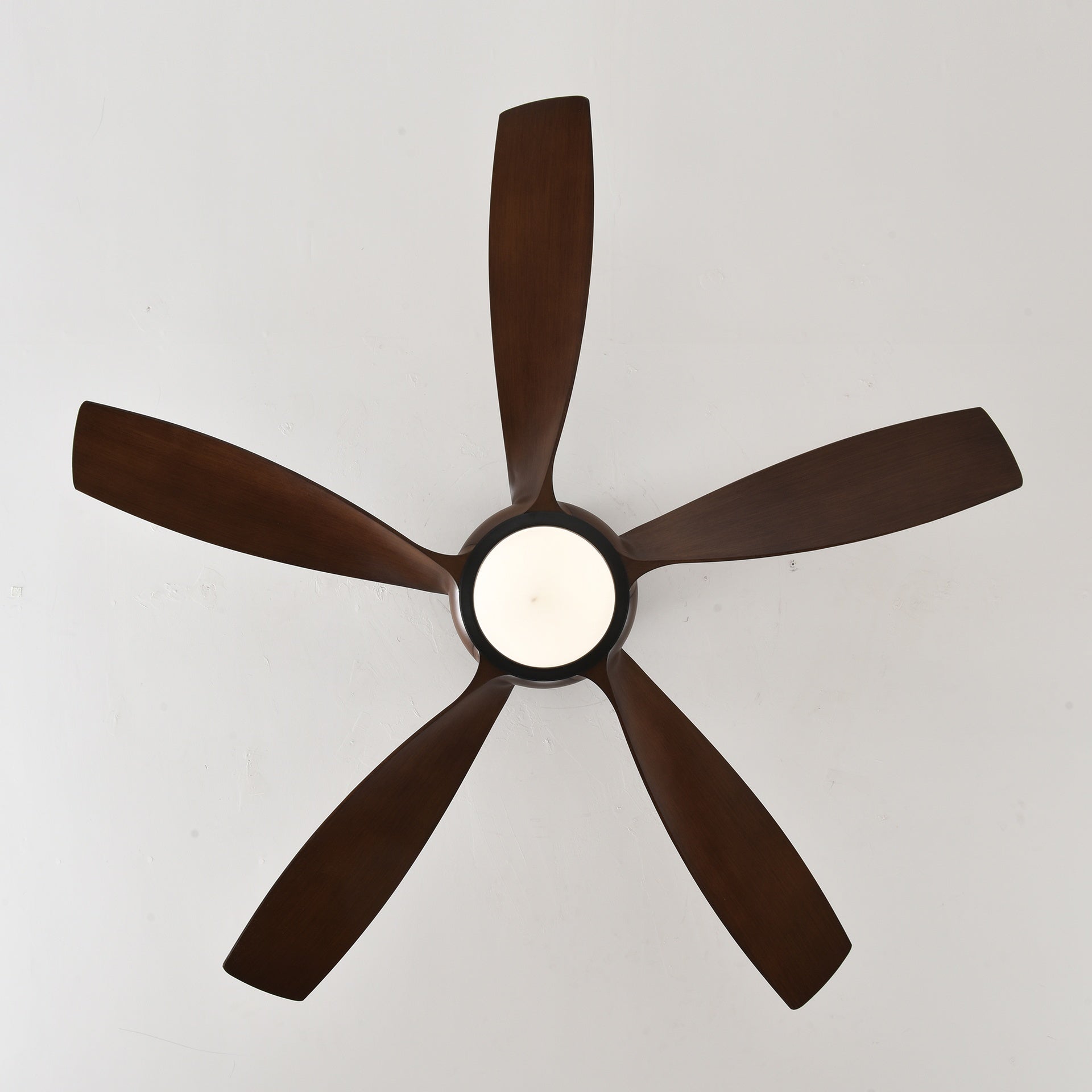 56 Inch 5 PCS ABS Blades  Ceiling Fan With Light Kit 3 Color LED Light Source, DC 6 Speed ,Remote Control Ceiling Fan  for Patio Living Room, Bedroom, Office,Indoor.(( Matte Black  + Wood color)