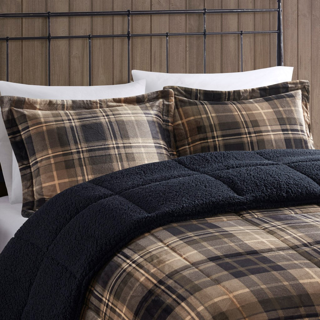 Full/Queen Plush to Sherpa Down Alternative Comforter Set