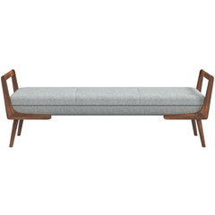 Modern Cora Mid Century Modern Gray Bench 20.5" H x 51.4" W x 19.3" D for Entryway, Living Room, Hallway