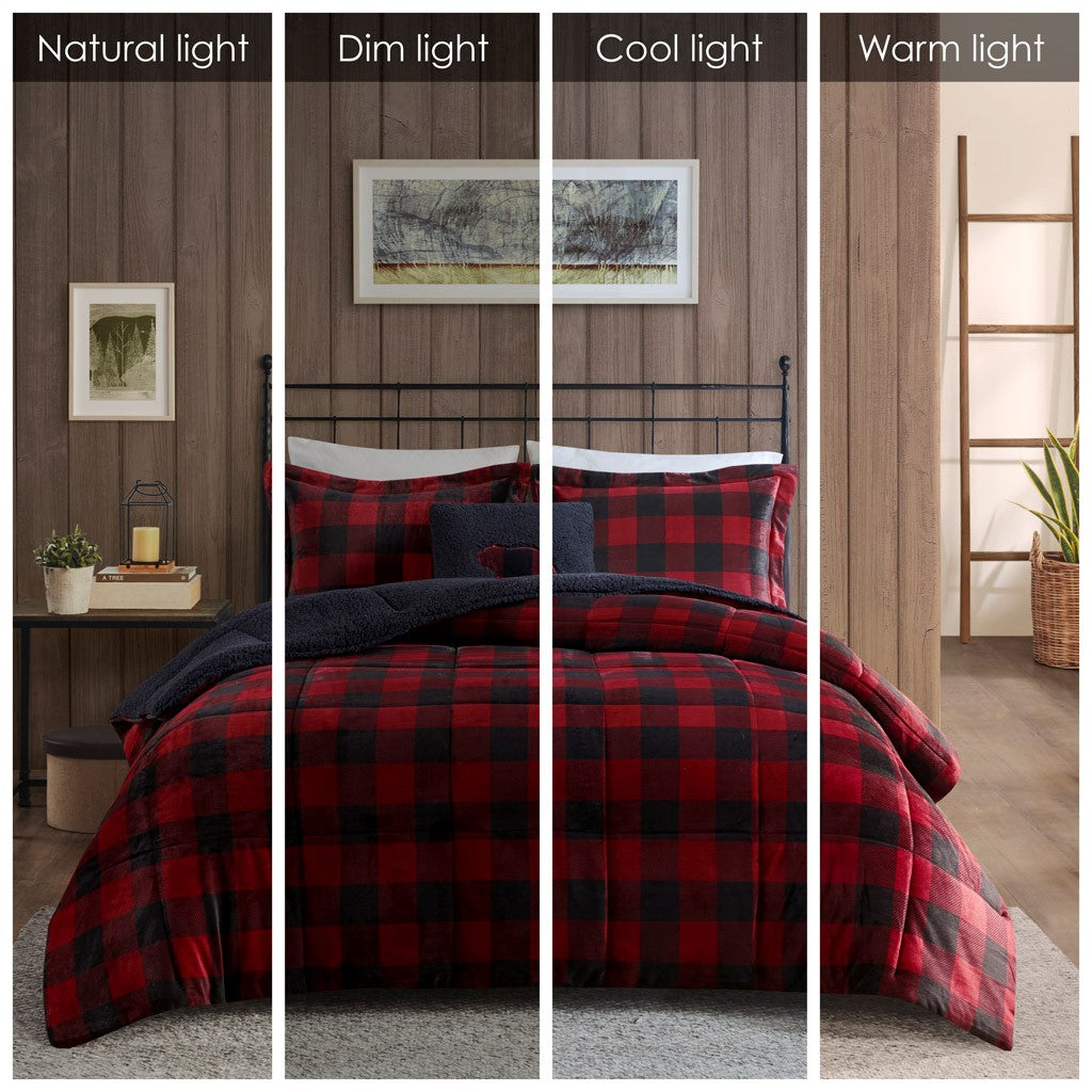 Full/Queen Plush to Sherpa Down Alternative Comforter Set