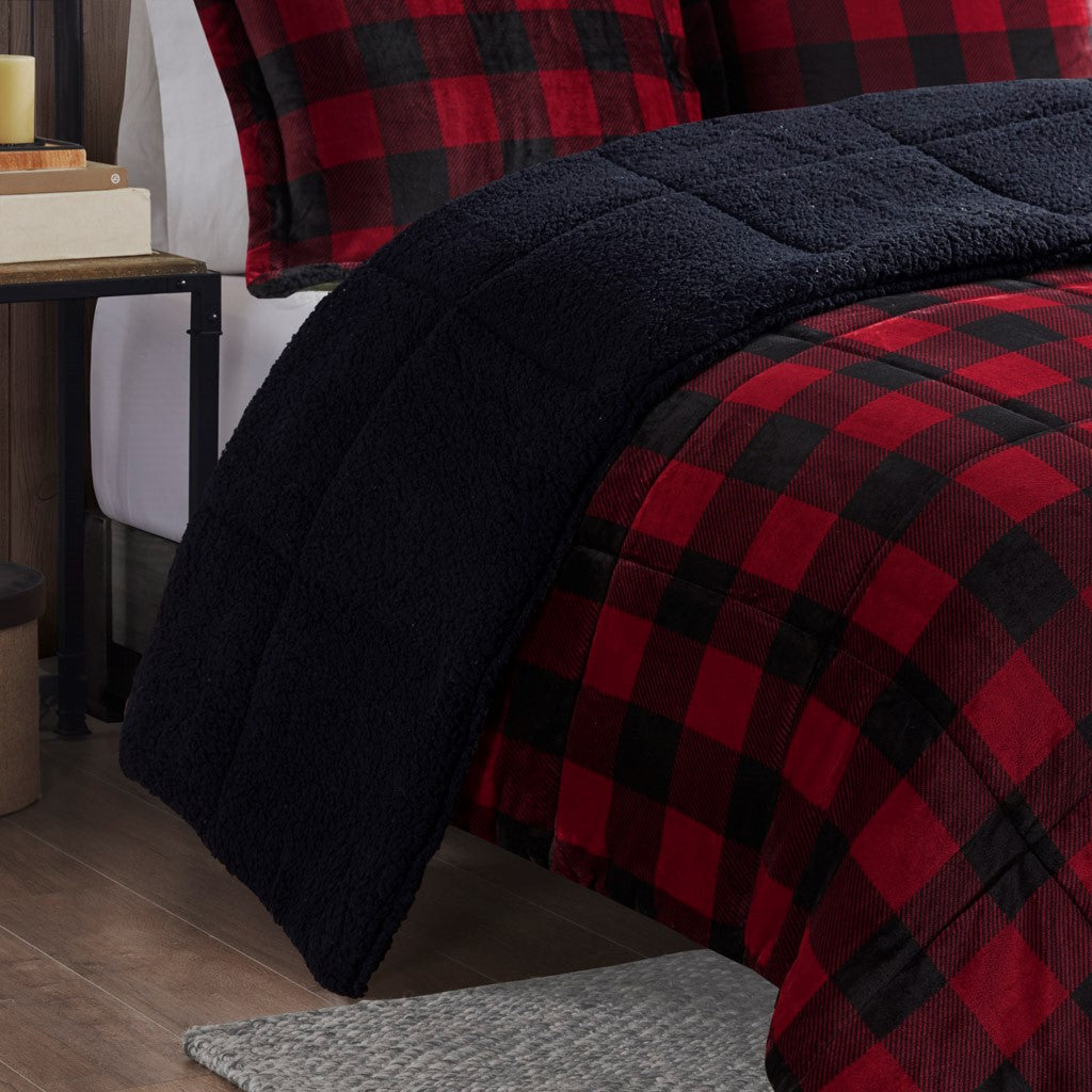 Full/Queen Plush to Sherpa Down Alternative Comforter Set
