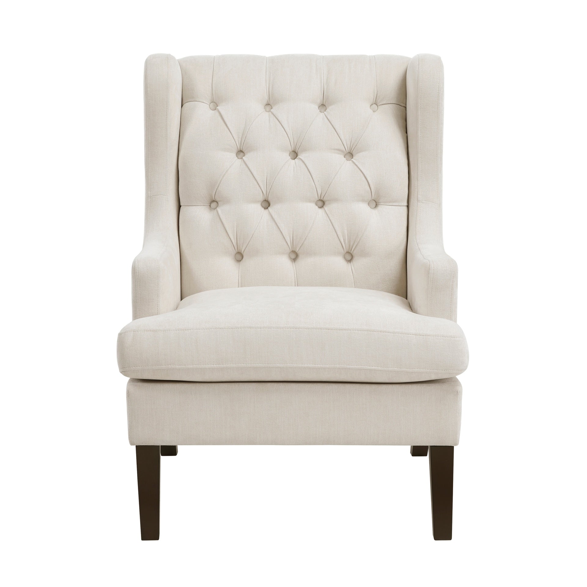1pc Accent Chair Button-Tufted Beige Fabric Upholstery Foam Cushion Seat Living Room Furniture