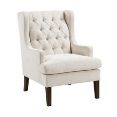 1pc Accent Chair Button-Tufted Beige Fabric Upholstery Foam Cushion Seat Living Room Furniture