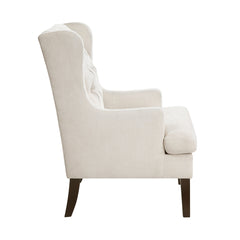 1pc Accent Chair Button-Tufted Beige Fabric Upholstery Foam Cushion Seat Living Room Furniture
