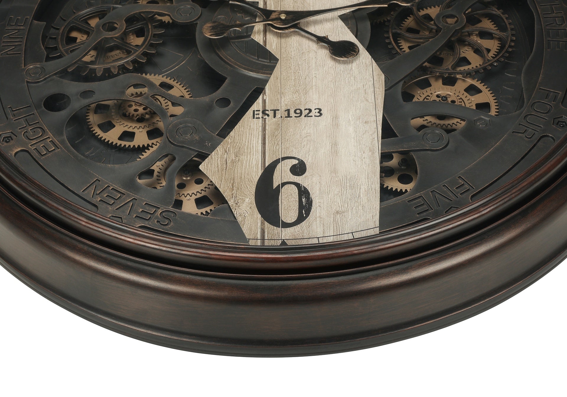 Clocks, 30" Round, Wall Clock, Gear Mechanism, Brown, Transitional