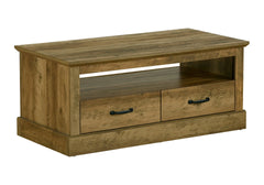 Coffee Table, 42" L, Cocktail, Rectangular, Storage Drawers, Living Room, Accent, Dark Brown Oak Laminate, Transitional