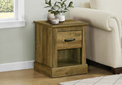 Accent Table, 21"h, End, Side Table, Storage Drawer, Nightstand, Lamp, Living Room, Bedroom, Dark Brown Oak Laminate, Transitional