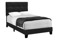 Bed, Twin Size, Upholstered, Bedroom, Frame Only, Youth, Teen, Juvenile, Black Velvet, Transitional