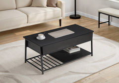 Coffee Table, 42" L, Cocktail, Lift-top, Rectangular, Storage, Living Room, Black Laminate, Black Metal, Contemporary, Modern