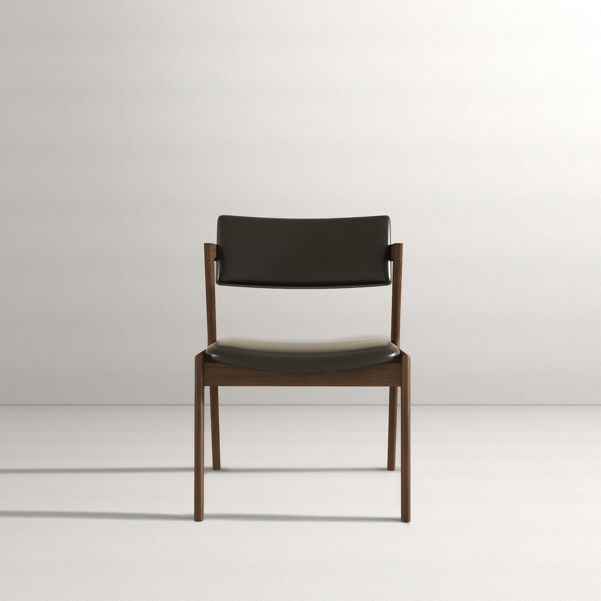 Edwin Mid Century Modern Kitchen Dining Chair (Set of 2)- Black Vegan Leather, Solid Wood, 31.3"H x 20.9"W x 22.2"D for Kitchen and Dining Room