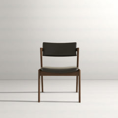Edwin Mid Century Modern Kitchen Dining Chair (Set of 2)- Black Vegan Leather, Solid Wood, 31.3"H x 20.9"W x 22.2"D for Kitchen and Dining Room