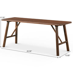 Versatile Solid Wood Molly Bench with Mid-Century Design in Walnut Brown 17.7'' H x 43.3'' W x 13'' D
