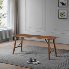 Versatile Solid Wood Molly Bench with Mid-Century Design in Walnut Brown 17.7'' H x 43.3'' W x 13'' D