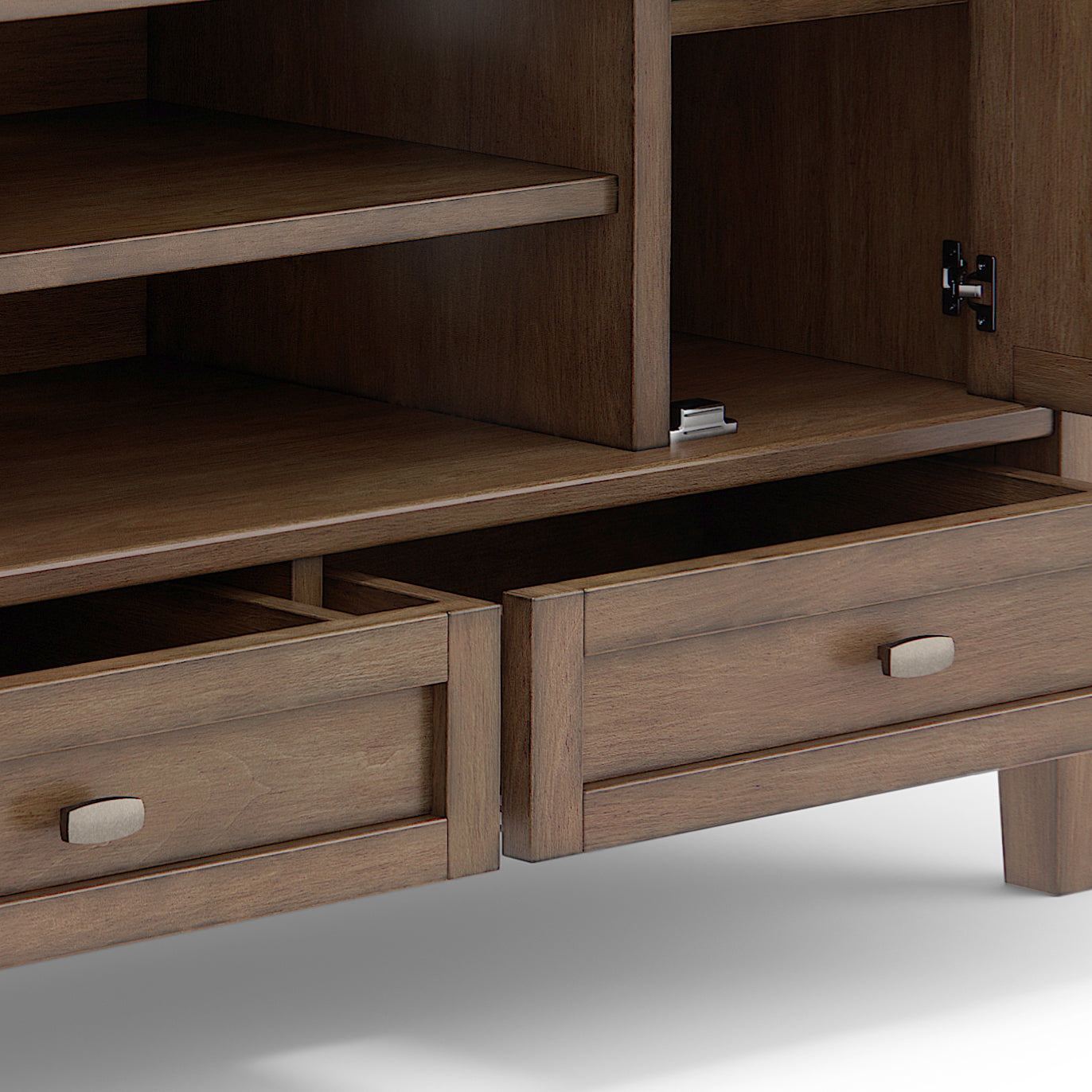 Warm Shaker 47 inch Wide Solid Wood TV Stand in Rustic Natural Aged Brown For TVs up to 50 inches