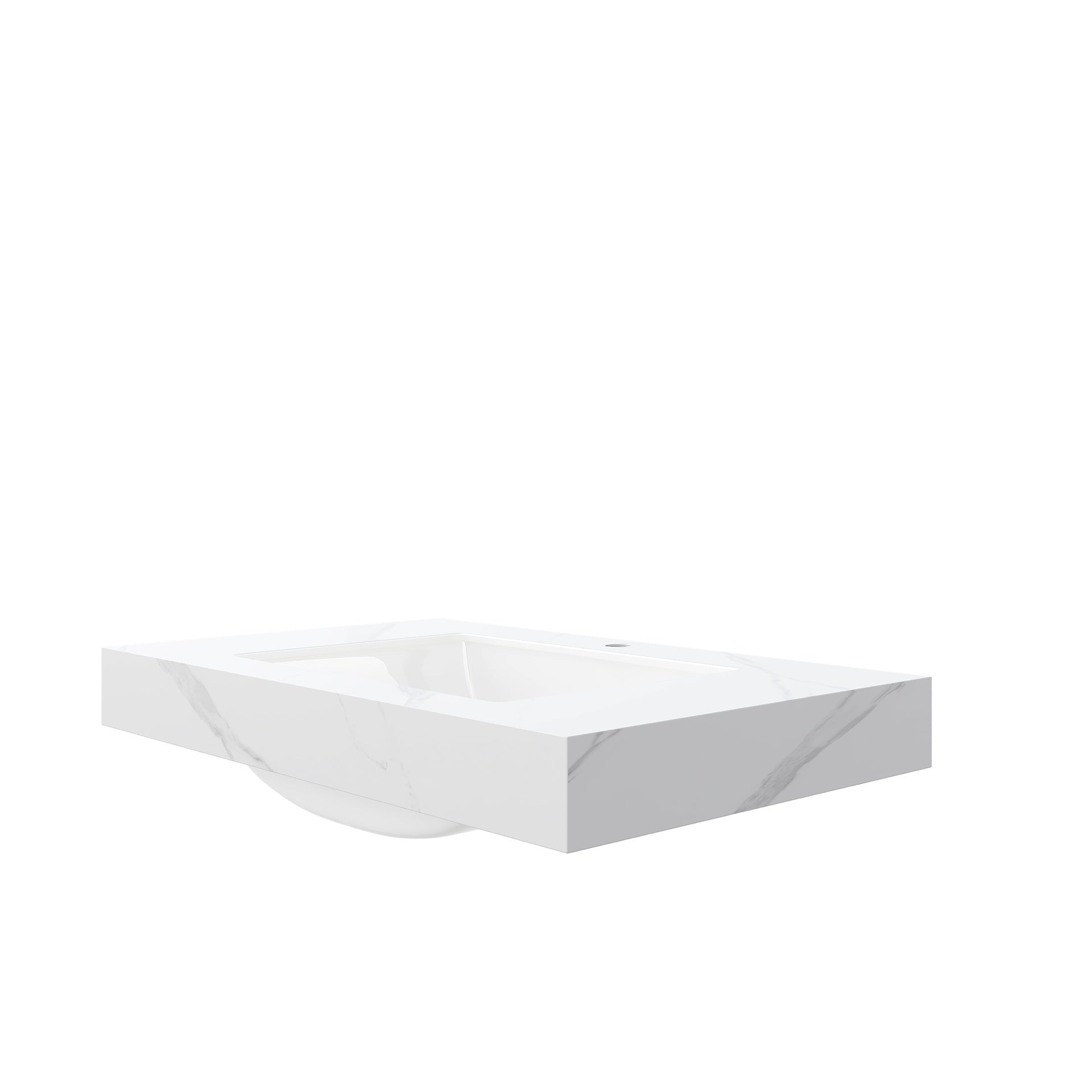 36" MURI Carrara White Sintered Stone Countertop and Undermount Ceramic Basin with One Standard Pre-drilled Faucet Hole, NO Cabinet, NO Faucet and Sink Cover