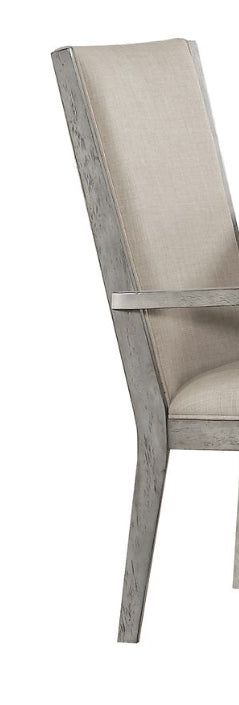 Rocky Fabric & Gray Oak Finish Arm Chair (Set of 2)