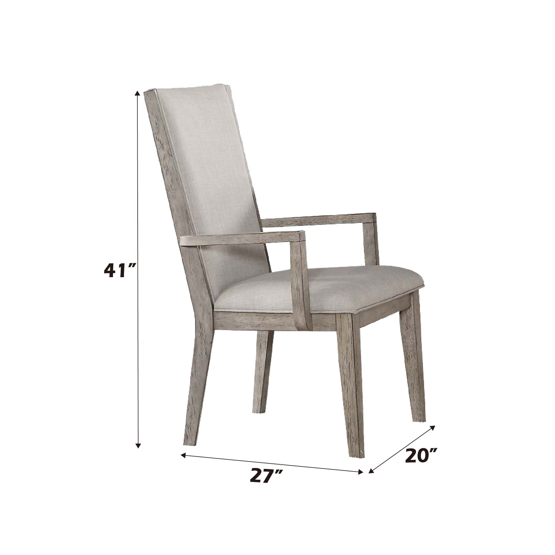 Rocky Fabric & Gray Oak Finish Arm Chair (Set of 2)