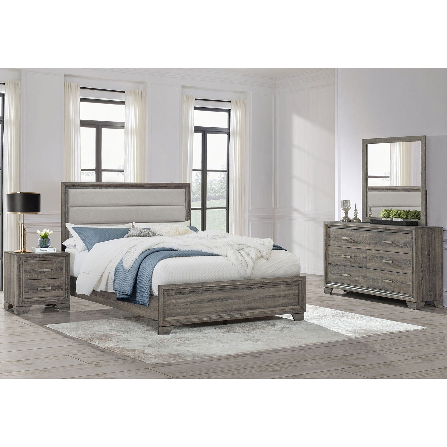 Funston Brown Oak 4-piece Queen Bedroom Set