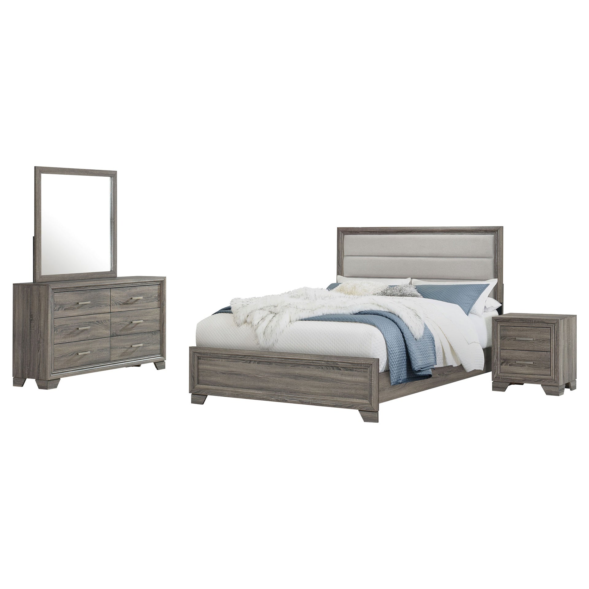 Funston Brown Oak 4-piece Queen Bedroom Set