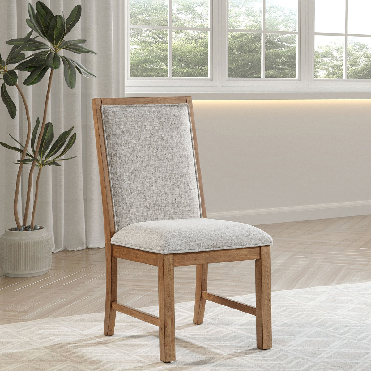 Survista Natural Brown Upholstered Dining Side Chair (Set of 2)