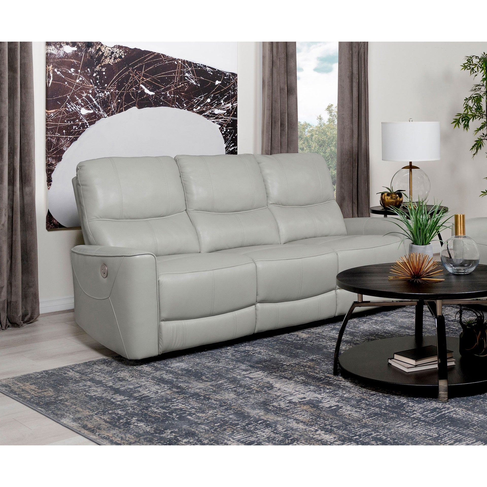 Ashland Dove Grey Upholstered Power Reclining Sofa