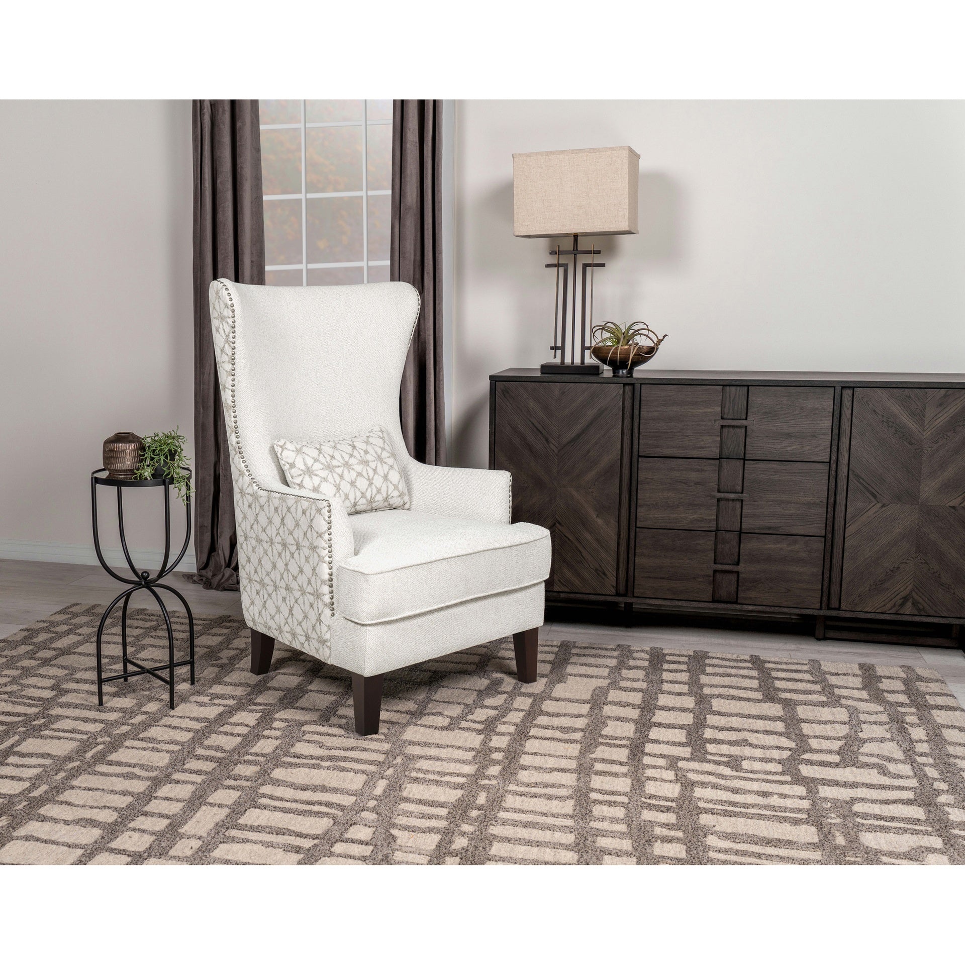 Lindstrom Latte Wingback Accent Chair
