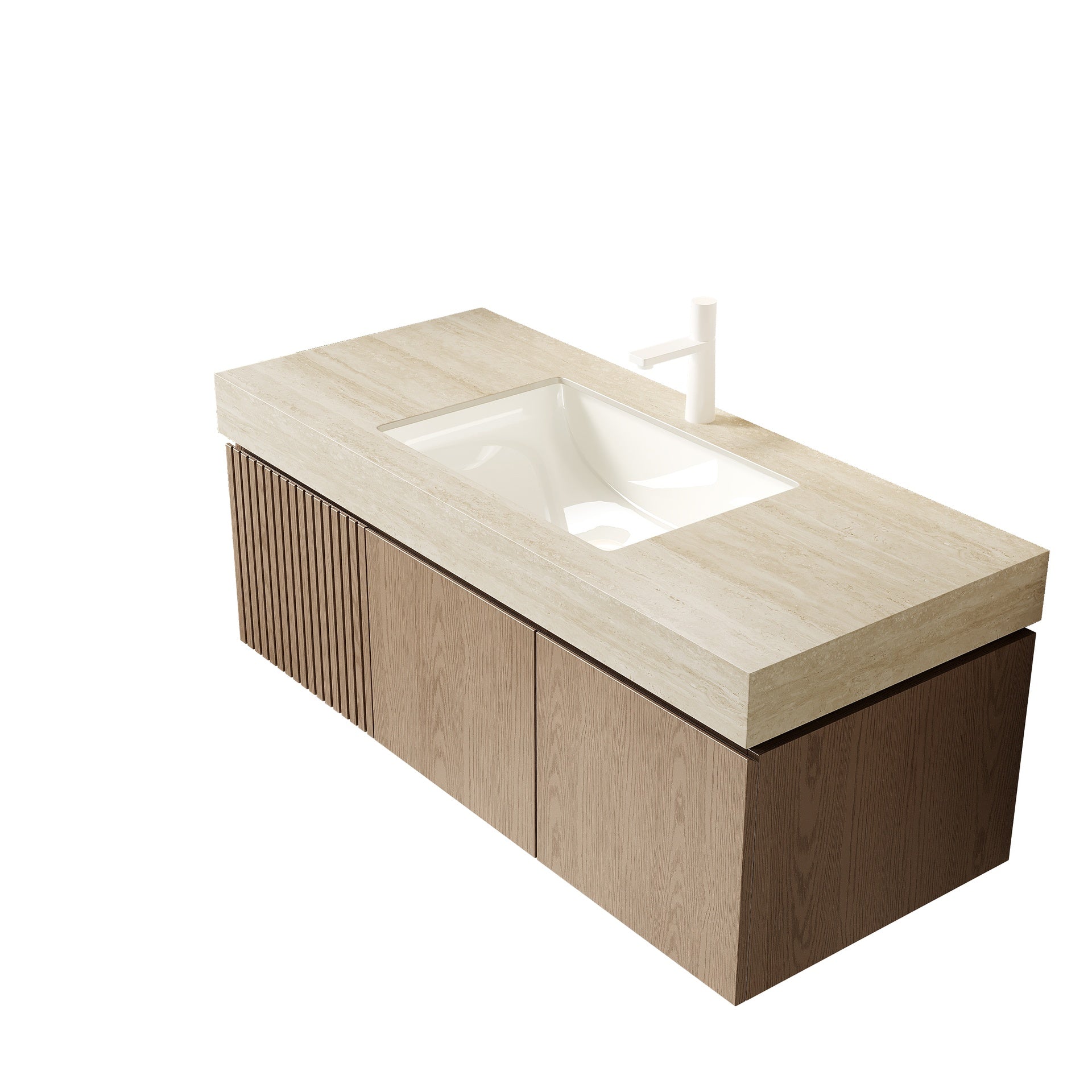 48" MURI Heidelberg Woodgrain Plywood Cabinet with Double Doors and One Drawer, NO Basin and Top, NO Faucet and Sink Cover