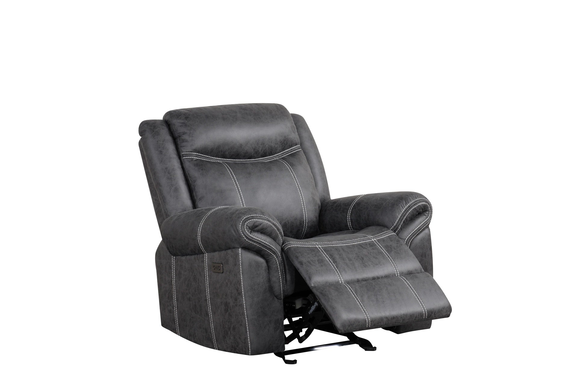 Zubaida Dark Gray Polish Microfiber Power Motion Glider Recliner