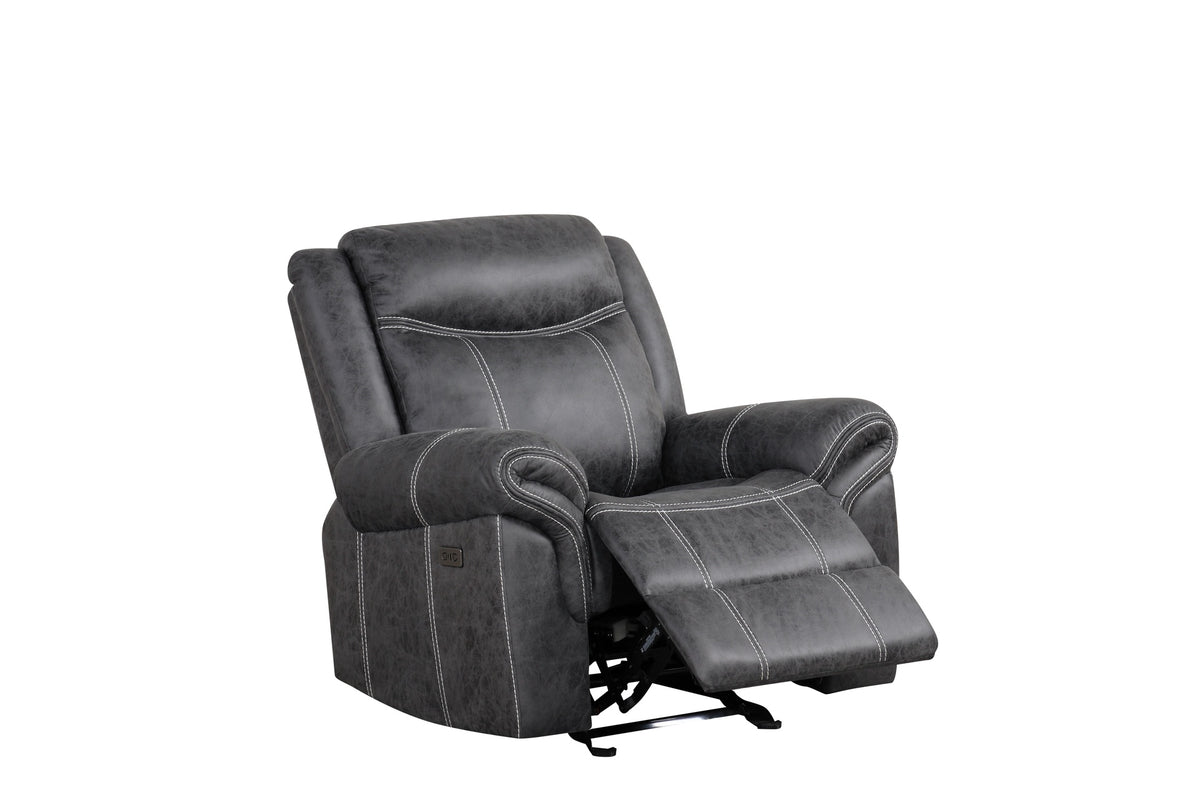 Zubaida Dark Gray Polish Microfiber Power Motion Glider Recliner