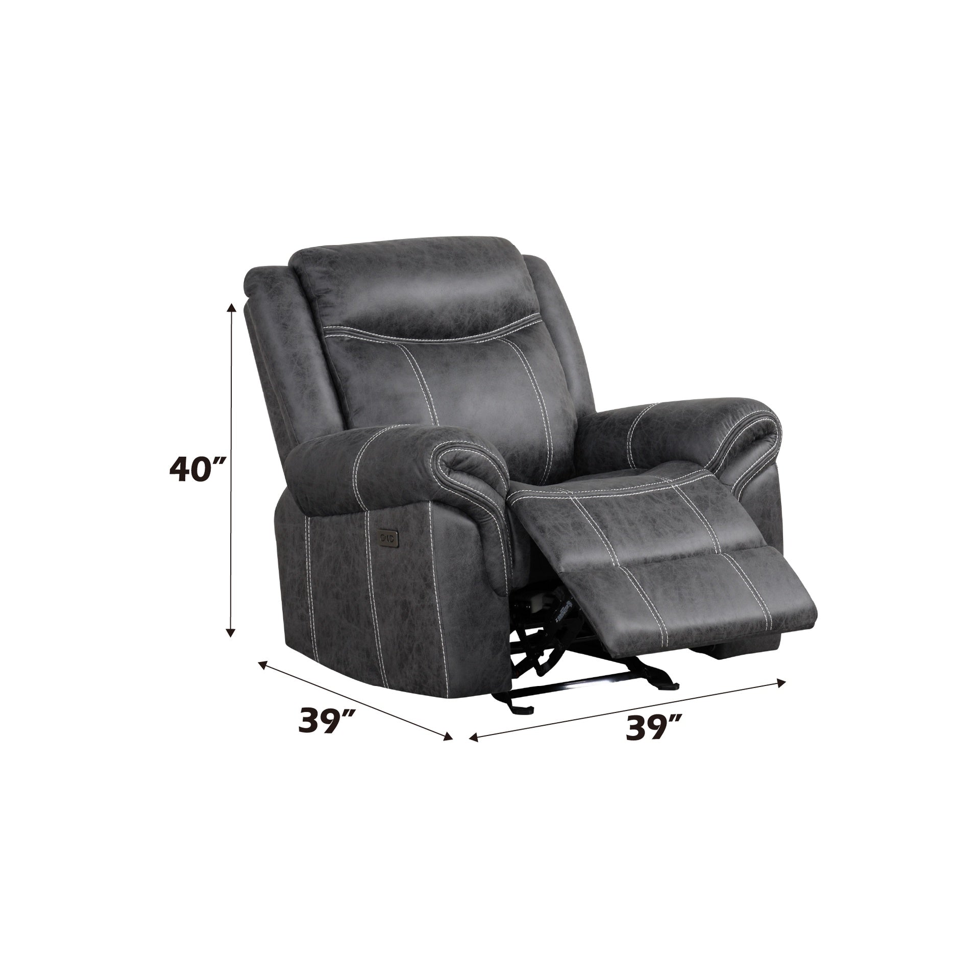 Zubaida Dark Gray Polish Microfiber Power Motion Glider Recliner