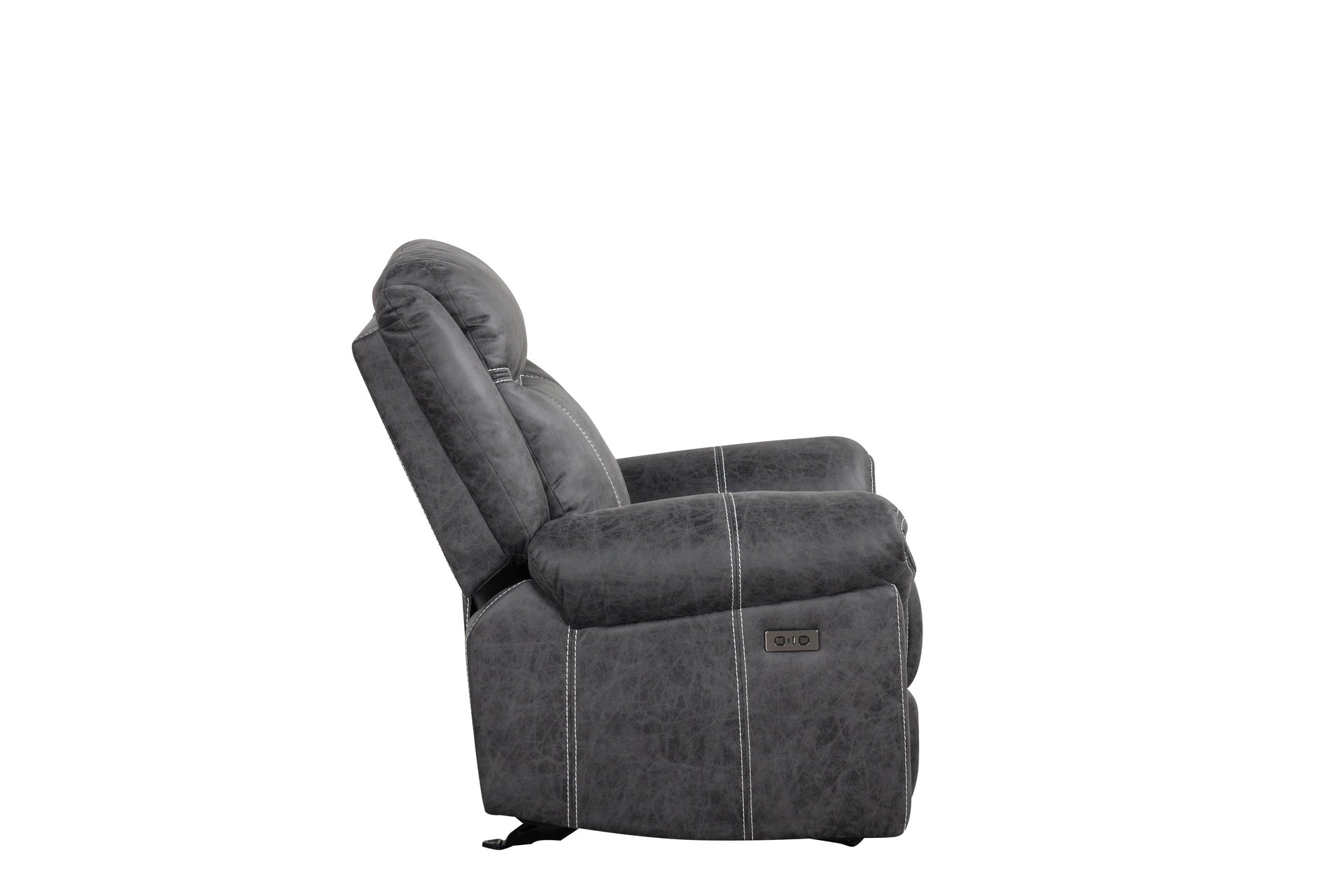 Zubaida Dark Gray Polish Microfiber Power Motion Glider Recliner