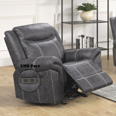 Zubaida Dark Gray Polish Microfiber Power Motion Glider Recliner