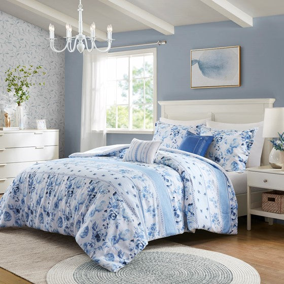 Twin/Twin XL Floral Striped Comforter Set