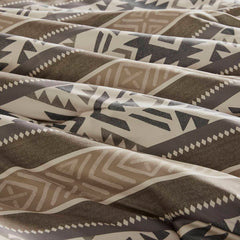 5 Piece Stripe Herringbone Comforter Set with Throw Pillows Brown King/Cal King