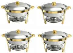 Round Buffet Catering Dish For Home and Outdoor 4 Pcs/ Sets golden