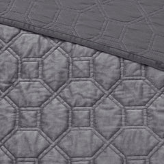 3 Piece Velvet Quilt Set Grey Full/Queen
