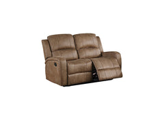 Manual Reclining Loveseat 1pc Chestnut Finish Horizontal And Light Vertical Tufting Padded Seat And Backrest Primary Room Furniture