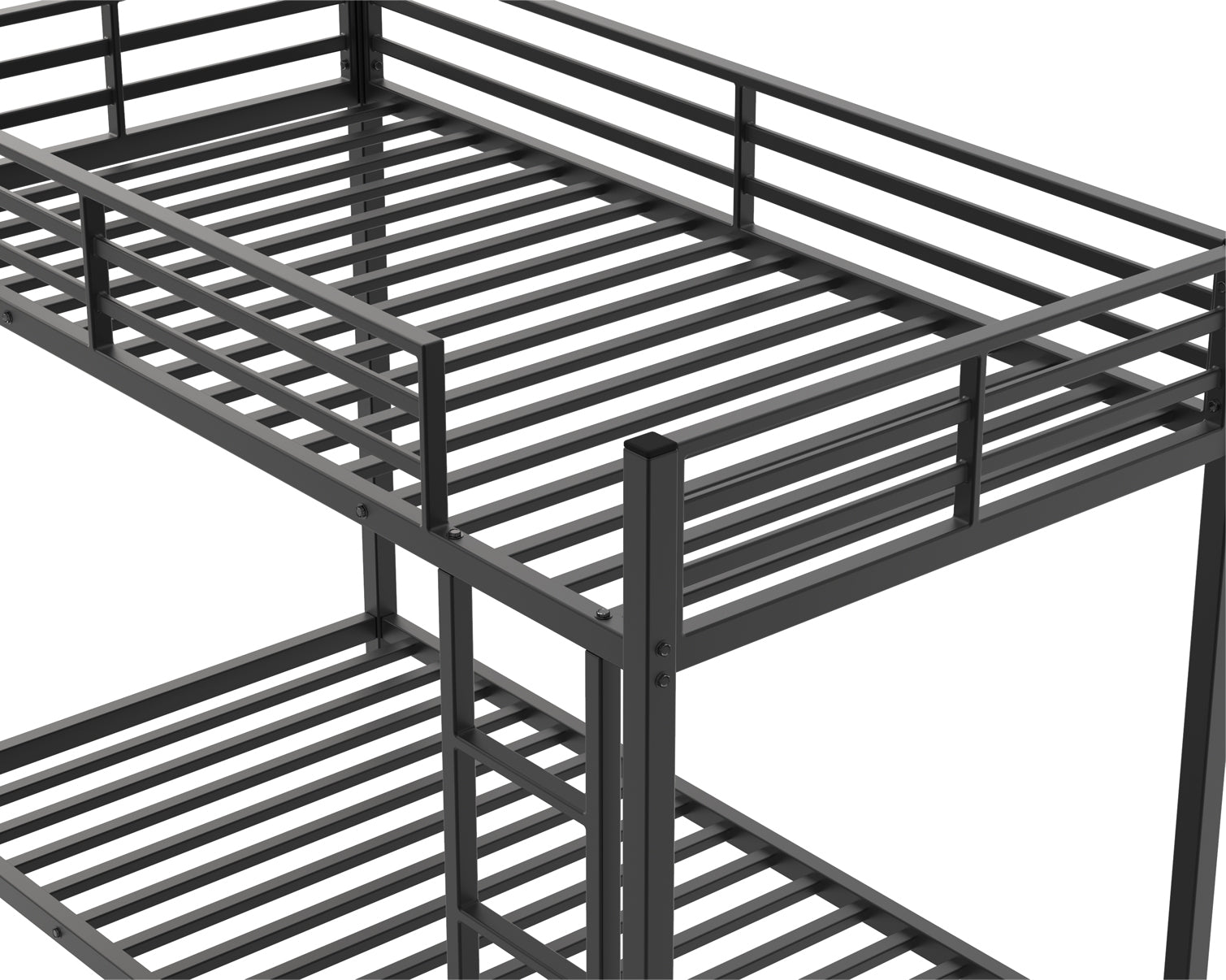 Twin Over Twin Metal Bunk Bed, Low Bunk Bed with Ladder, Bed Frame,Black, Sturdy Steel Construction, Safe Design, Easy Assembly, 350lb Upper Bed Capacity, 500lb Lower Bed Capacity