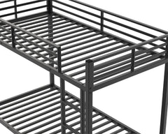 Twin Over Twin Metal Bunk Bed, Low Bunk Bed with Ladder, Bed Frame,Black, Sturdy Steel Construction, Safe Design, Easy Assembly, 350lb Upper Bed Capacity, 500lb Lower Bed Capacity