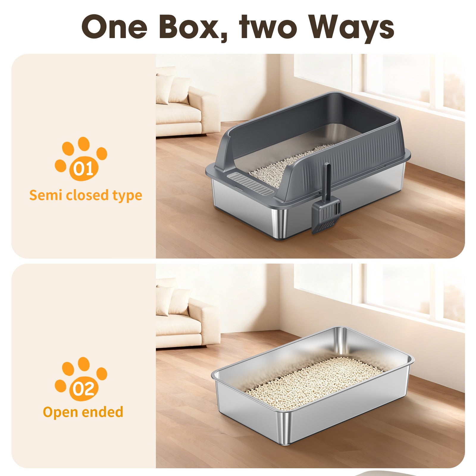 STAINLESS STEEL CAT LITTER BOX