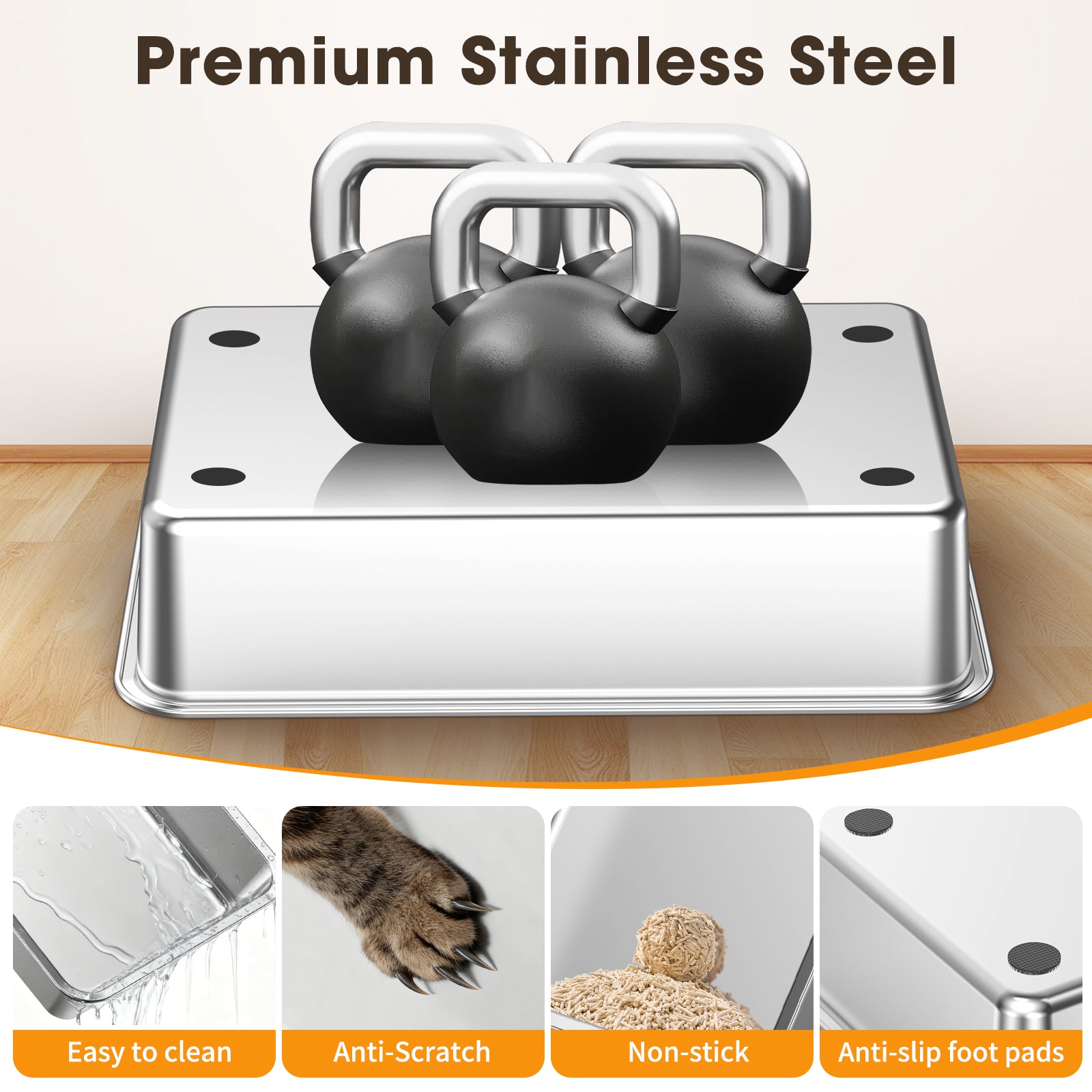STAINLESS STEEL CAT LITTER BOX