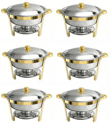 Round Buffet Catering Dish For Home and Outdoor 6 Pcs/ Sets golden