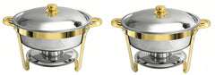 Round Buffet Catering Dish For Home and Outdoor 2 Pcs/ Sets golden