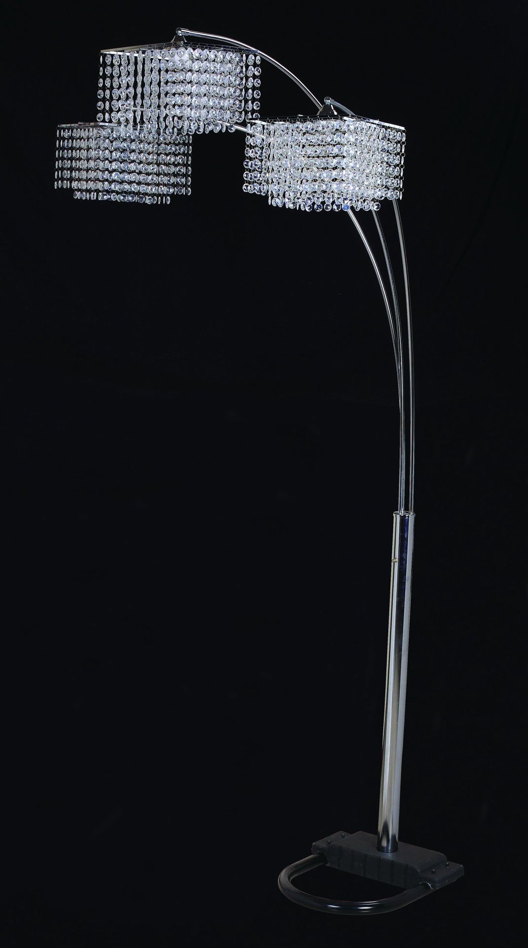 84"H 3-SHADE CRYSTAL INSPIRED ARCH FLOOR LAMP (1 PC/CTN/2.61 Cu Ft/34.63 G.W. lbs)