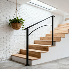 Handrails for Outdoor Steps, Fit 1 or 3 Steps Outdoor Stair Railing, Black Wrought Iron Handrail, Flexible Front Porch Hand Rail, Transitional Handrails for Concrete Steps or Wooden Stairs