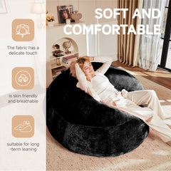 6FT bean bag chair, memory foam filling, adult and teen bean bag chair, soft sofa with removable flannel cover, round sofa for living room, bedroom, college dorm.